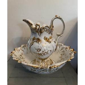 Antique Openwork Porcelain Jug And Basin From Paris, Circa 1850, 19th Century