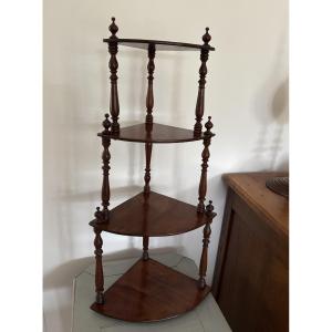 Antique Mahogany Corner Shelf, Napoleon III Period, 19th Century 