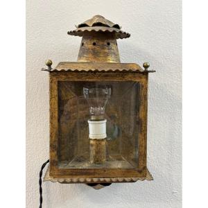 Antique Small Gilt Metal Wall Lantern, Mid-20th Century Louis XVI Style, Wall Lamp