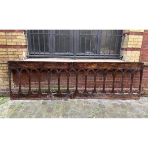 Antique Wood Paneling, Gothic Panels In Their 19th-century Condition, Decorative Base