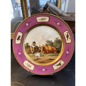 Antique Paris Porcelain Plate By Lebon & Halley - Empire Consulate Period, Number 2