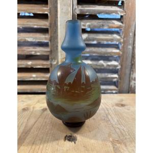 Antique Small Multi-layered Art Nouveau Glass Vase By De Vez Pantin Era Muller Daum Galle