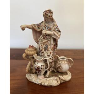 Antique Volkstedt Porcelain Statue Of An Oriental Dancer Circa 1880 Era Meissen XIX Eme