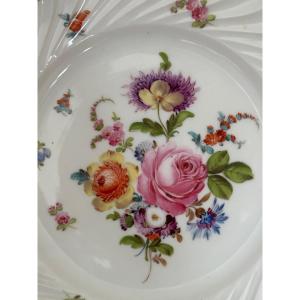 Antique Dresden Carl Thieme Porcelain Plate Circa 1900, Hand-painted Floral Design