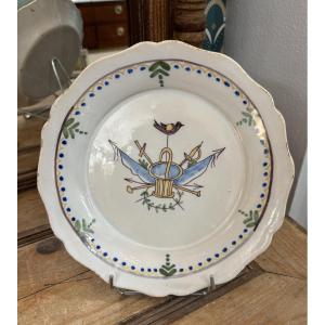 Antique Nevers Revolutionary Earthenware Plate Late XVIII Early XIX Eme Earthenware