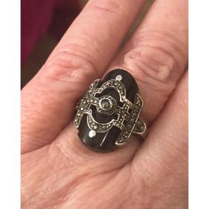 Silver/onix Ring