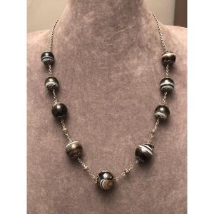 Agates/silver Necklace
