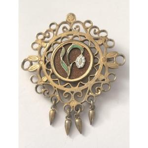 19th Century Aventurine Brooch