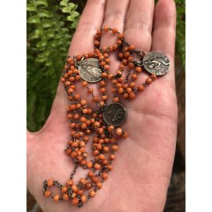Long Coral Rosary