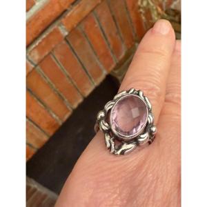 Art Nouveau Silver Amethyst Ring 