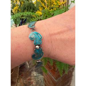 Mexican Silver/enamel Bracelet