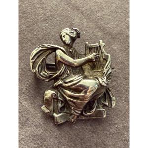 Silver Greek Goddess Brooch 