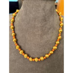 Blown Glass Necklace // Coral