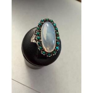 Antique Moonstone / Turquoise Ring