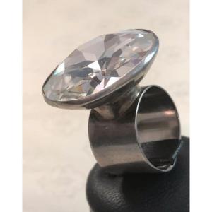 Large Silver/crystal Ring