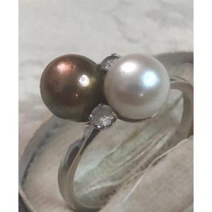Ring/gold/white And Brown Pearls