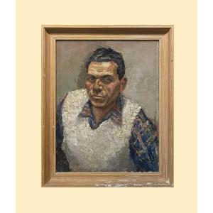 French School (1950s) - Portrait In White Sweater