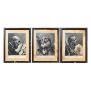 Marco Alvise Pitteri (1702-1786); Giambattista Piazzetta (1682-1754) - Trois Gravures Apôtres
