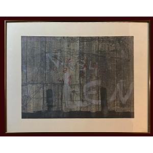 Contemporary Spanish School - Abstract Composition With Signs