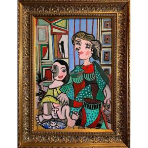 Contemporary Spanish School - The Collector's Wife And Son