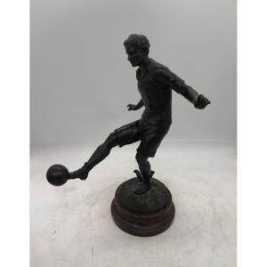 Modernist Bronze Sculpture Of A Football Player - European School, 1930's