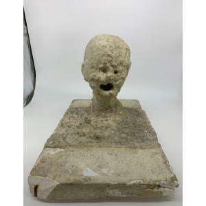 Symbolic Head Of The Shoah Sculpted In Patinated Stucco – Belgium, XXI