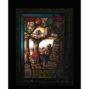 French Enamelled Stained Glass Window – France, 19th Century