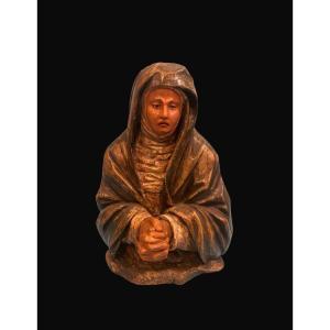 Mater Dolorosa Carved In Polychrome Wood - Andalusian School,  XVII Century