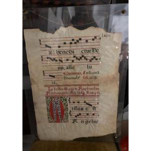 Handwritten Musical Score With Prayer To Saints Rafael And Tobias - France, 17th Century