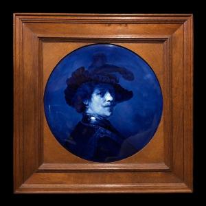 Faience Ceiling With Portrait Of Rembrandt Van Rijn - Delft, C. 1900