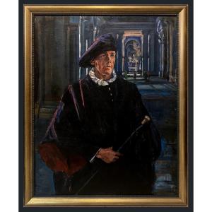 Vico Viganò (1874-1967) - The Tenor Francesco Merli As Don Carlo In The Foyer Of La Scala