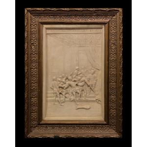 French School (19th Century) - Relief The Death Of Coligny In Sea Foam