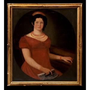 	 Empire School (c. 1800) - Portrait Of A Lady At The Pianoforte