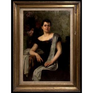 Cécile Chalus (19th Century) - Monumental Portrait Of An Elegant Woman
