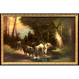 Albert Lugardon (1827-1909) - The Cowherds