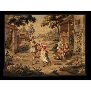 Aubusson / David Teniers II (1610-1690) - Tapestry - 120 Cm X 250 Cm - Bagpipes