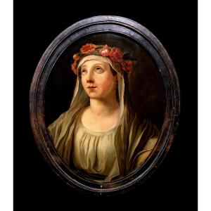 	Joseph-marie Vien (1716-1809), Circle Of - Young Vestal Virgin Crowned With Roses
