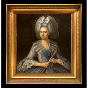 Parisian School (c. 1780) - Portrait Of A Grand Lady In An Extravagant Hairstyle