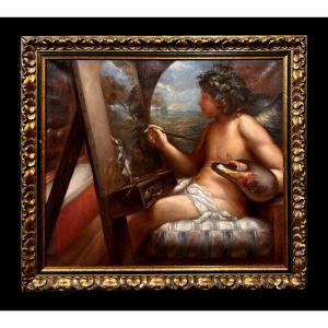 	 Spanish School (20th Century) - The Genius Of Painting (version Of A Painting By Livius Mehus)