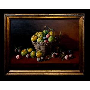Spanish School (19th Century) - Plums And Quinces