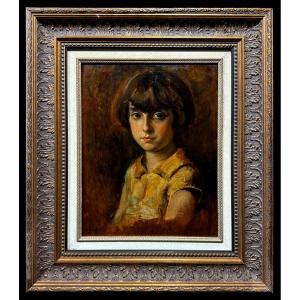 Giacomo Grosso (1860-1938) - Portrait Of A Young Girl