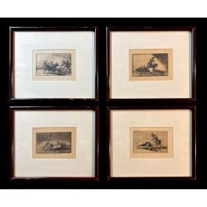 Francisco De Goya Y Lucientes (1746-1829) - Engravings 9, 10, 11, And 12 Of The Bullfighting