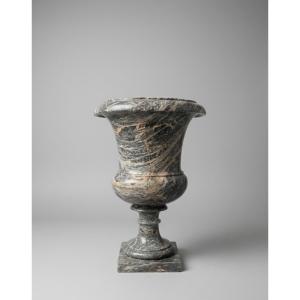 Medici Vase In Grey Marble - Large Size - Italy, C. 1950