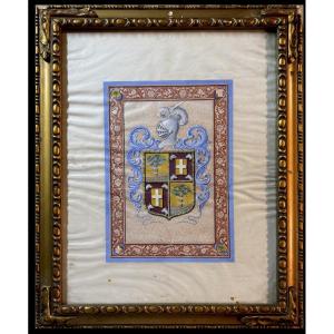 Rafael De Rosselló (xix-xx) - Large Coat Of Arms Of The López De Ochoa Family