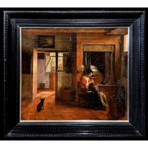 European School (circa 1880) – A Mother's Duty (after Pieter De Hooch)