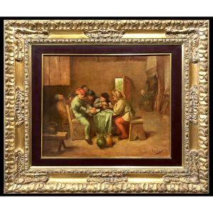 Manuel Fernández Padial (1907-?) - The Shell Game (inspired By Themes By David Teniers)