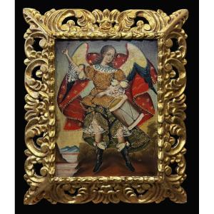 Cusco School (20th Century) - The Archangel Gabriel Plays The Last Judgment Drum