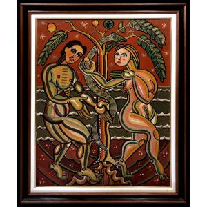 Spanish Historicist School (c. 1960) - Adam And Eve And The Forbidden Fruit