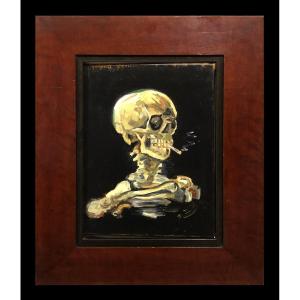 European School (xx) - Smoking Skull (after Vincent Van Gogh)