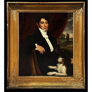 English School (c. 1810) - Portrait Of A Young Gentleman With His Dog